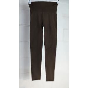 Seamless Leggings High Waisted Fleece Lined Leggings Brown Small